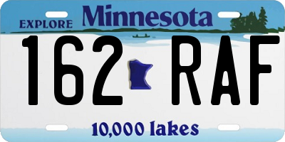 MN license plate 162RAF