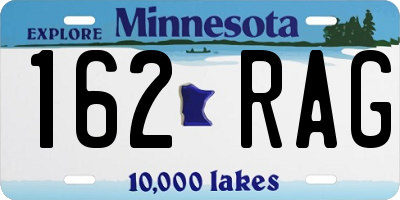 MN license plate 162RAG