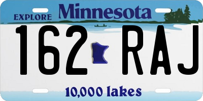 MN license plate 162RAJ