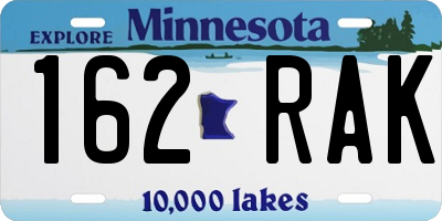MN license plate 162RAK