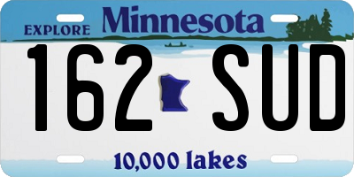 MN license plate 162SUD