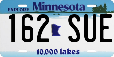 MN license plate 162SUE