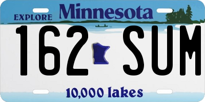 MN license plate 162SUM
