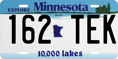 MN license plate 162TEK