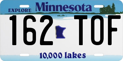 MN license plate 162TOF