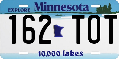 MN license plate 162TOT