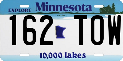 MN license plate 162TOW