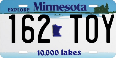 MN license plate 162TOY