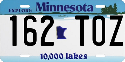 MN license plate 162TOZ
