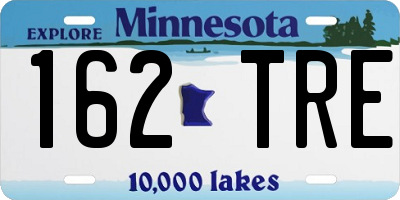 MN license plate 162TRE