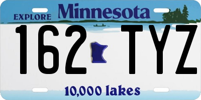 MN license plate 162TYZ