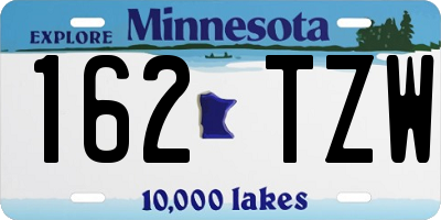 MN license plate 162TZW