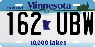 MN license plate 162UBW