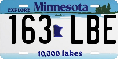 MN license plate 163LBE