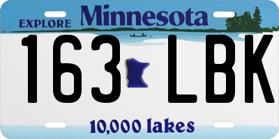 MN license plate 163LBK