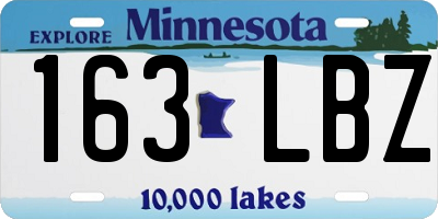 MN license plate 163LBZ