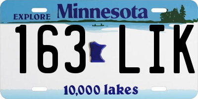 MN license plate 163LIK