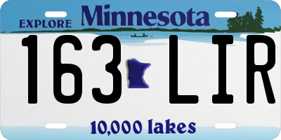 MN license plate 163LIR