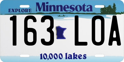 MN license plate 163LOA