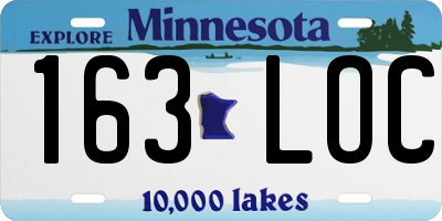 MN license plate 163LOC