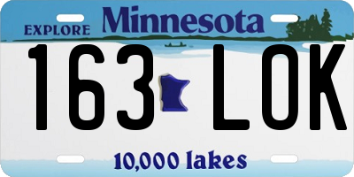 MN license plate 163LOK