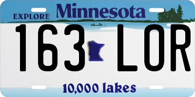 MN license plate 163LOR