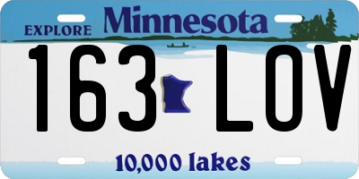 MN license plate 163LOV