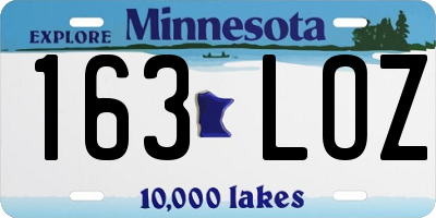 MN license plate 163LOZ