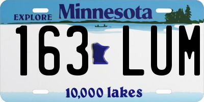MN license plate 163LUM