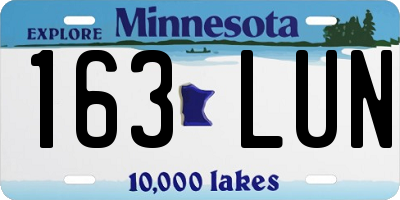 MN license plate 163LUN