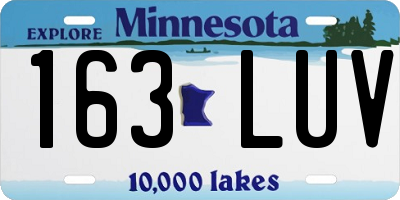 MN license plate 163LUV