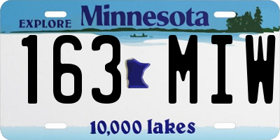 MN license plate 163MIW