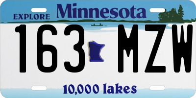 MN license plate 163MZW