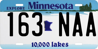 MN license plate 163NAA