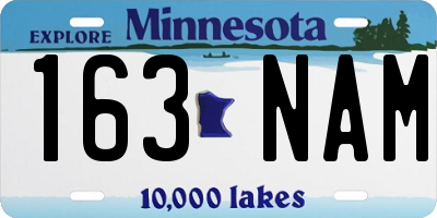 MN license plate 163NAM
