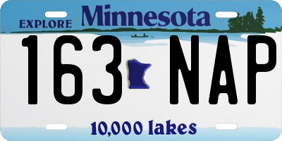 MN license plate 163NAP