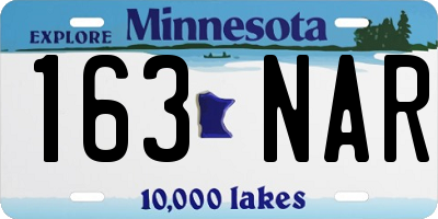 MN license plate 163NAR