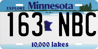 MN license plate 163NBC