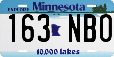 MN license plate 163NBO