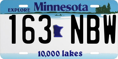 MN license plate 163NBW