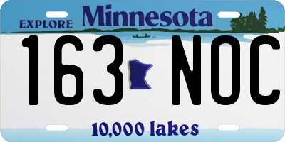 MN license plate 163NOC