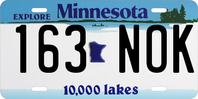 MN license plate 163NOK