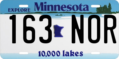 MN license plate 163NOR