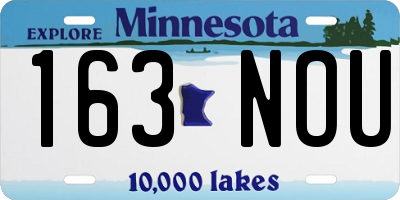 MN license plate 163NOU