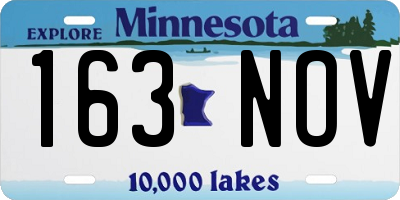 MN license plate 163NOV