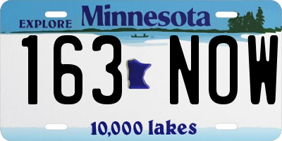 MN license plate 163NOW