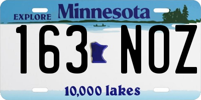 MN license plate 163NOZ