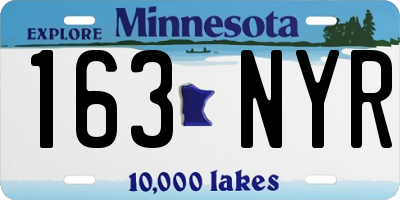 MN license plate 163NYR