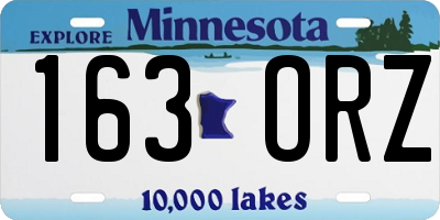 MN license plate 163ORZ