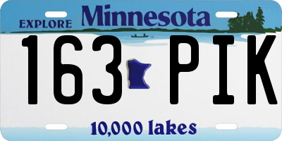 MN license plate 163PIK